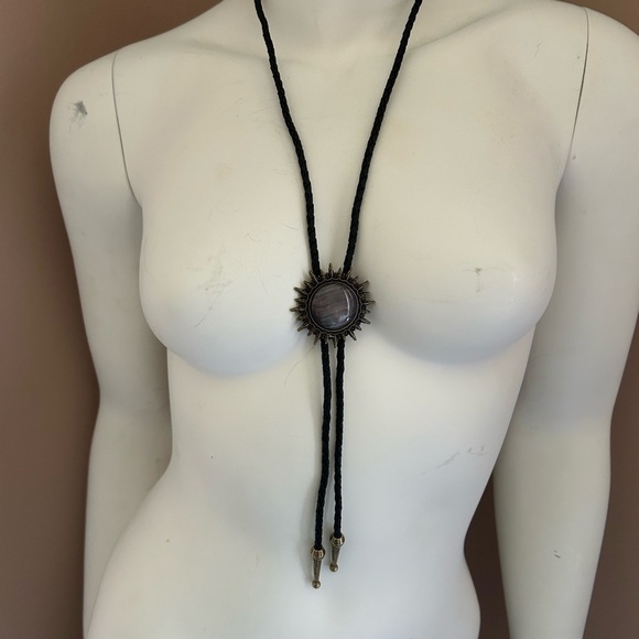 4/$100 Bolo tie grey sun with leather black rope for him or her - Picture 3 of 5